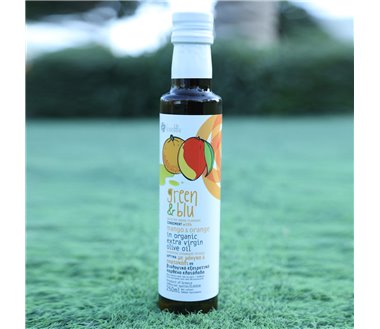 EXTRA VIRGIN OLIVE OIL WITH MANGO AND ORANGE IN ORGANIC EVOO GREEN&BLU 250ml