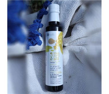 EXTRA VIRGIN OLIVE OIL WITH MUSTARD IN ORGANIC EVOO GREEN&BLU 250ml